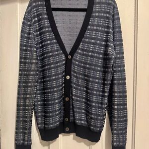Louis Vuitton Men's Blue and Black Plaid Sweater